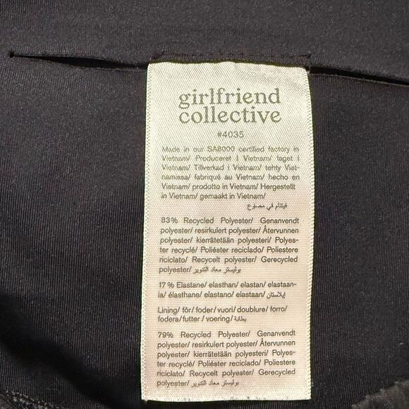 Girlfriend Collective Charcoal Gray Ribbed Biker Stretch Athletic Workout Shorts - Picture 13 of 14